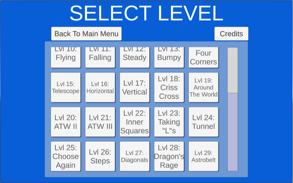 grid of level selection menu 15-29